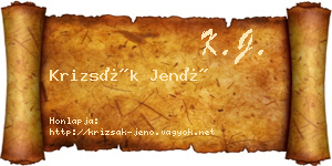 Krizsák Jenő névjegykártya