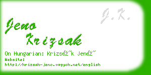 jeno krizsak business card